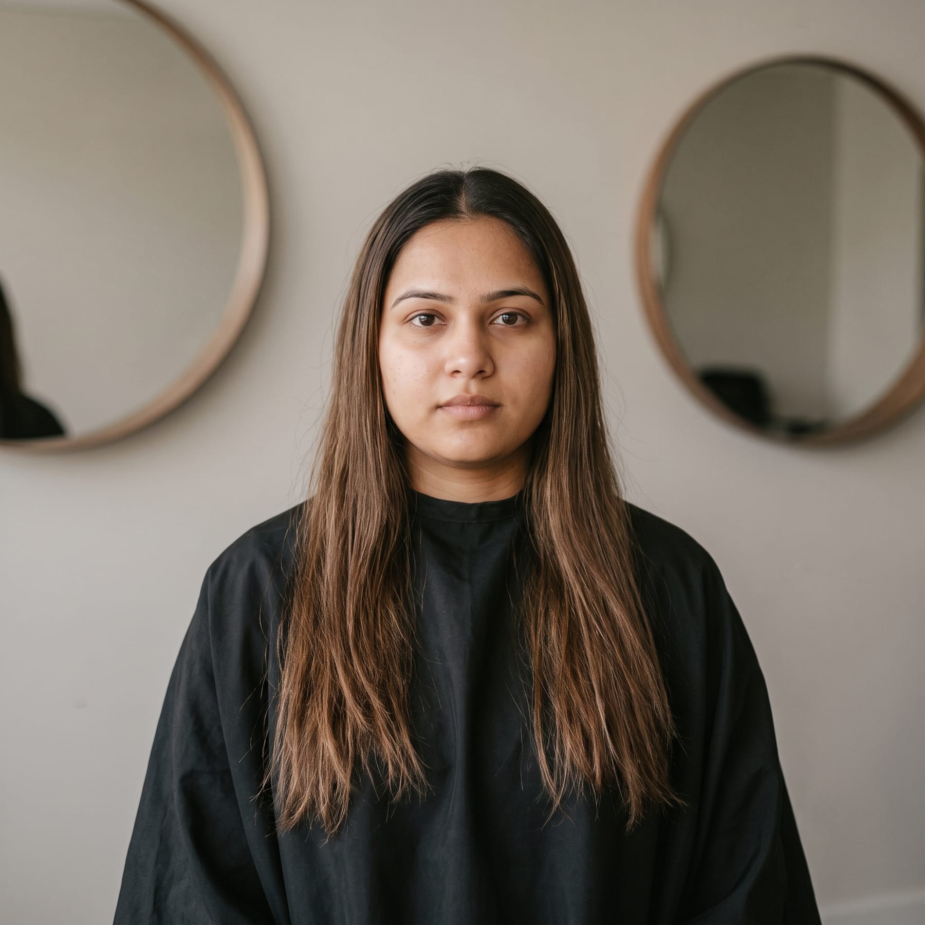 Before: waist-length hair, one length, no shape